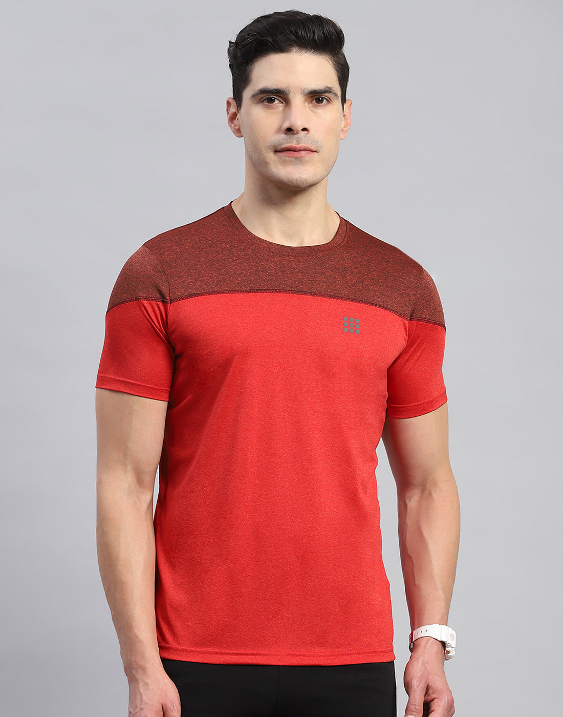 Rock.it Men Red Solid Round Neck Half Sleeve T-Shirt