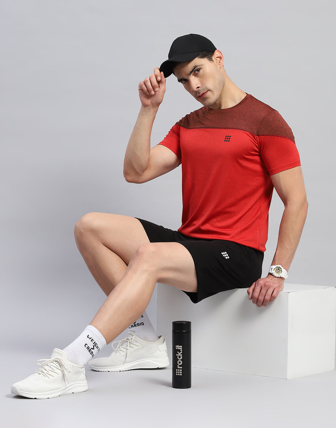 Rock.it Men Red Solid Round Neck Half Sleeve T-Shirt