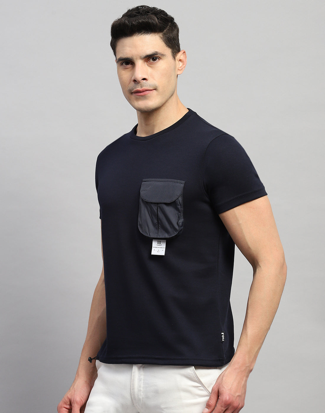 Rock.it Men Navy Blue Solid Round Neck Half Sleeve T-Shirt