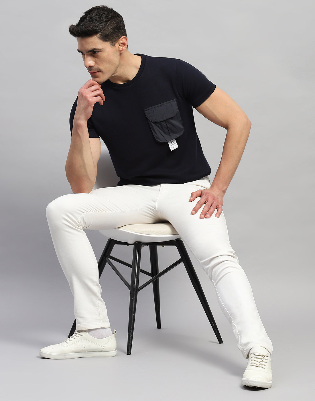 Rock.it Men Navy Blue Solid Round Neck Half Sleeve T-Shirt