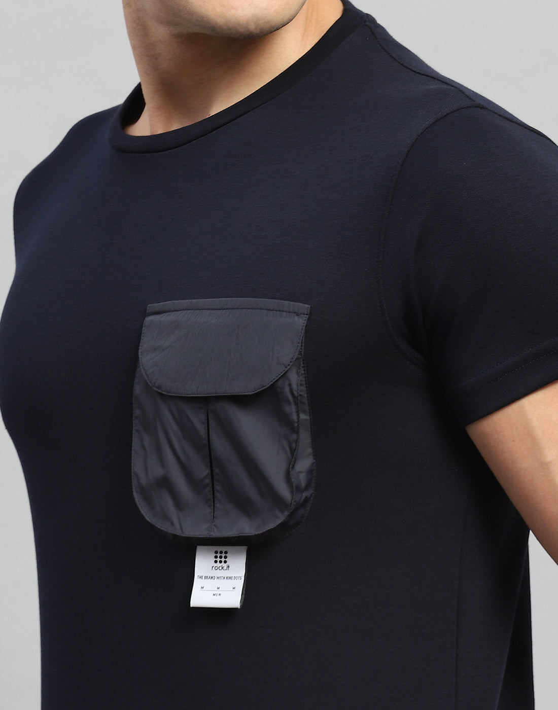 Rock.it Men Navy Blue Solid Round Neck Half Sleeve T-Shirt