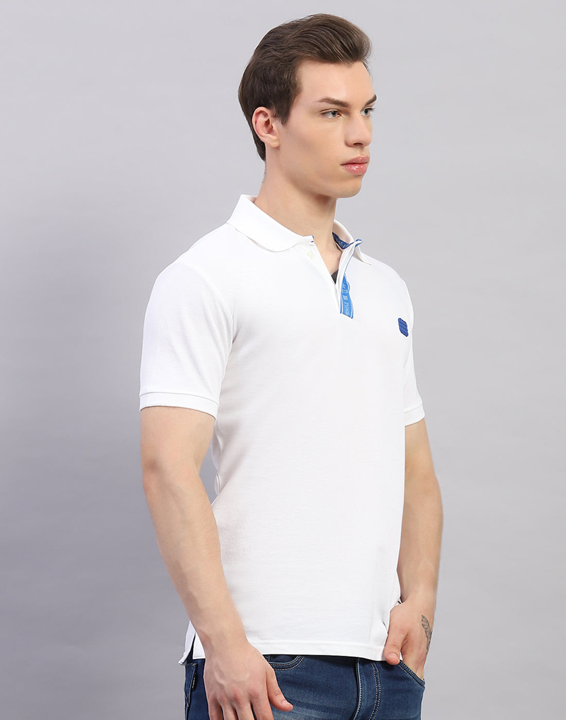Rock.it Men White Solid Polo Collar Half Sleeve T-Shirt