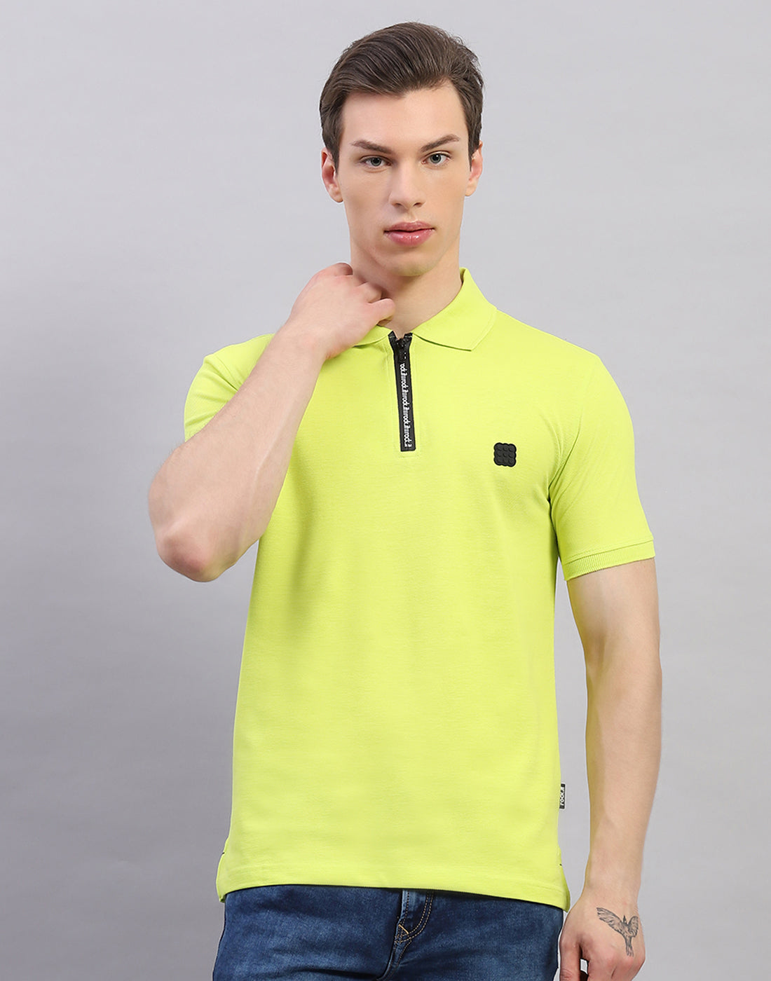 Rock.it Men Green Solid Polo Collar Half Sleeve T-Shirt