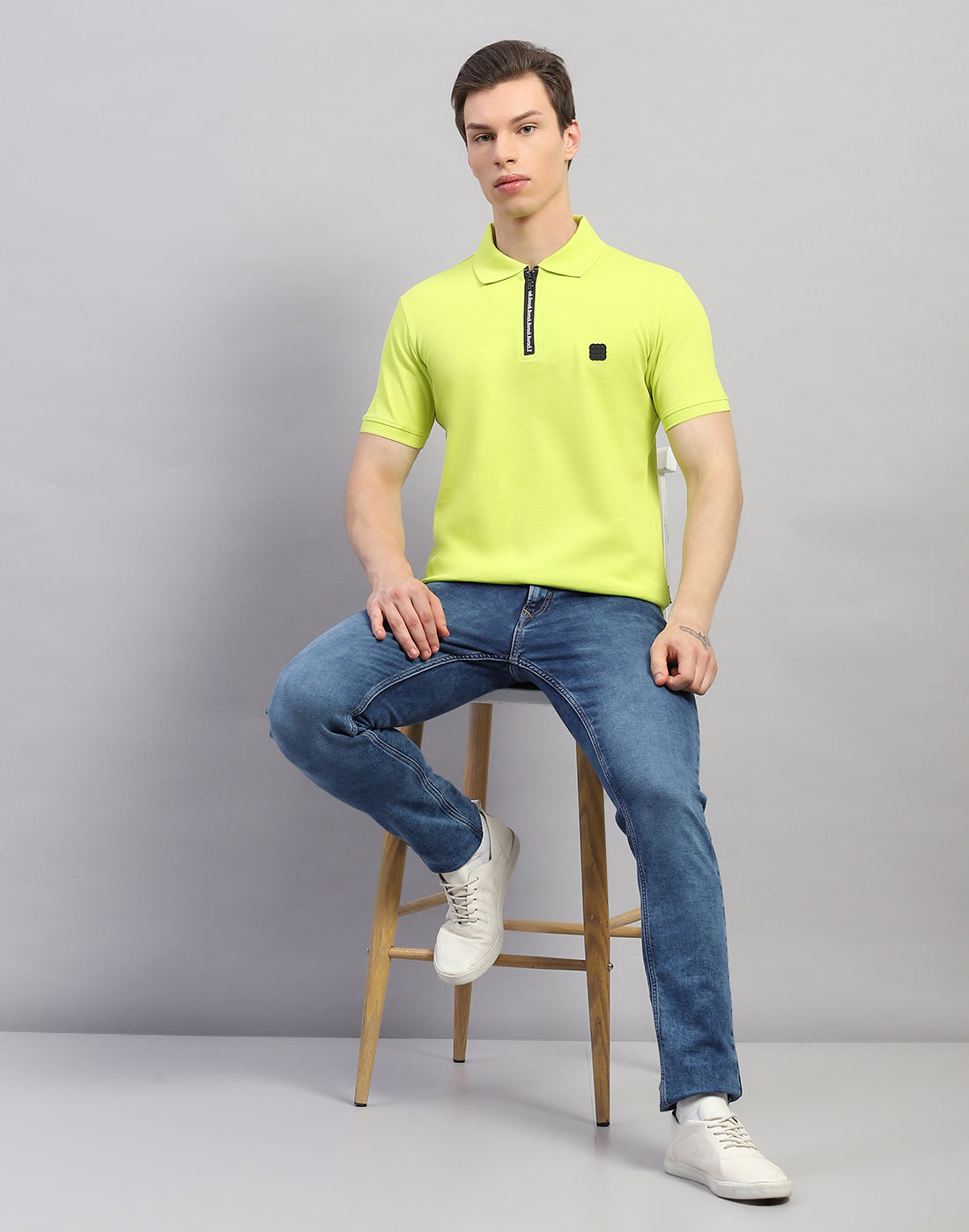 Rock.it Men Green Solid Polo Collar Half Sleeve T-Shirt