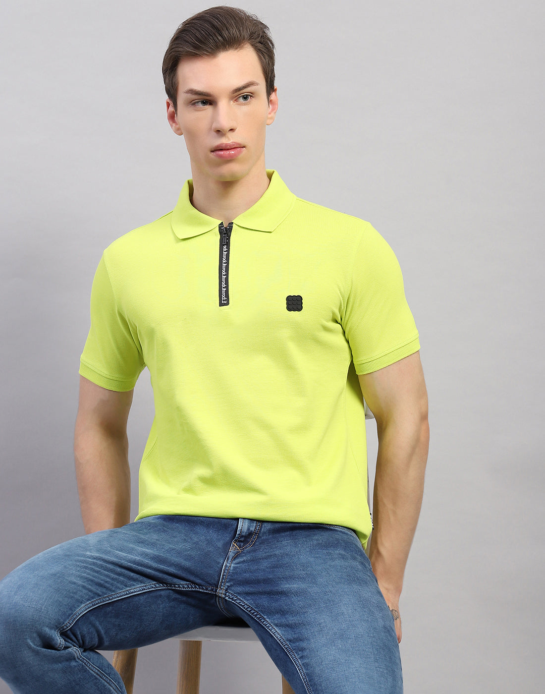 Rock.it Men Green Solid Polo Collar Half Sleeve T-Shirt