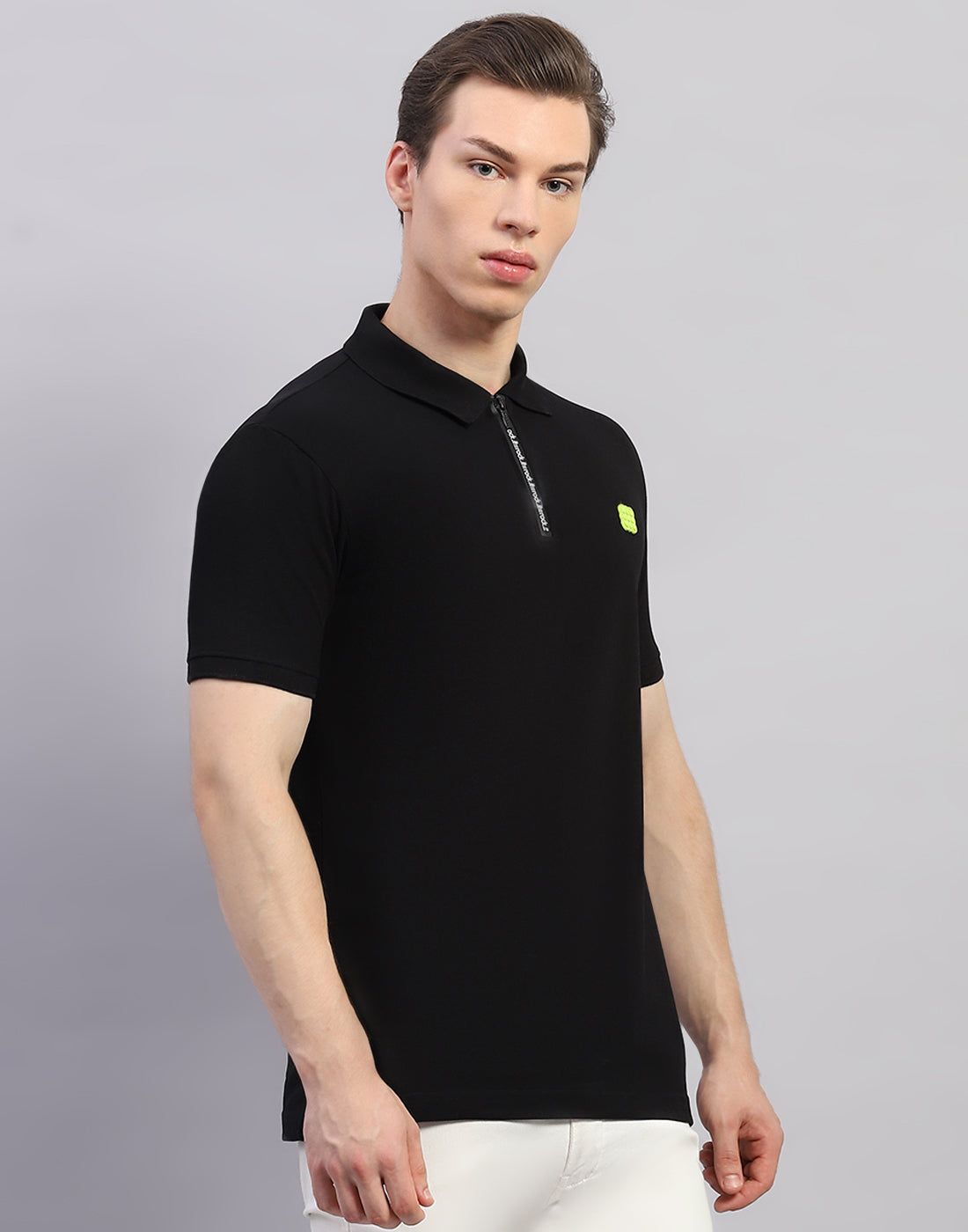 Rock.it Men Black Solid Polo Collar Half Sleeve T-Shirt