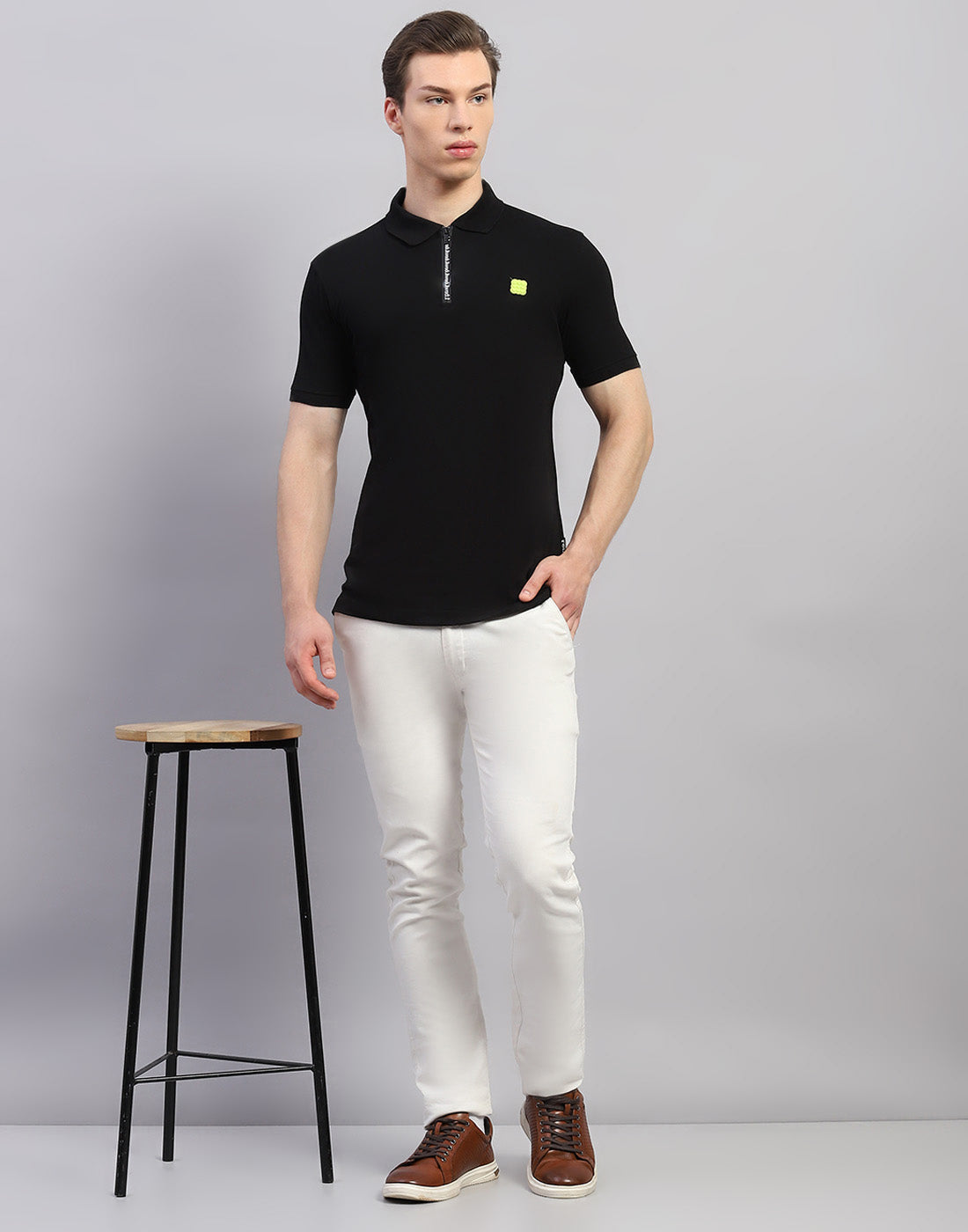 Rock.it Men Black Solid Polo Collar Half Sleeve T-Shirt