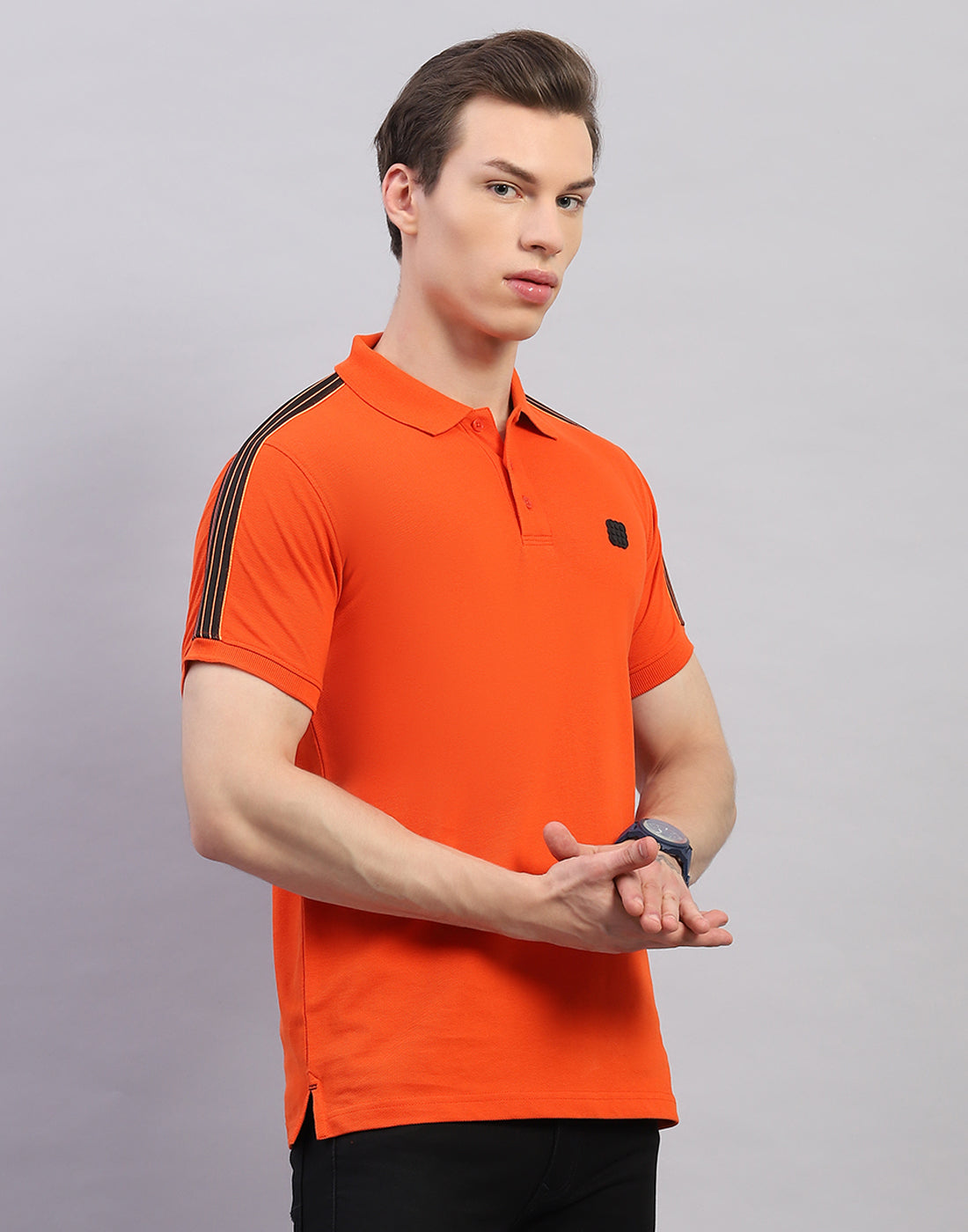 Rock.it Men Orange Solid Polo Collar Half Sleeve T-Shirt