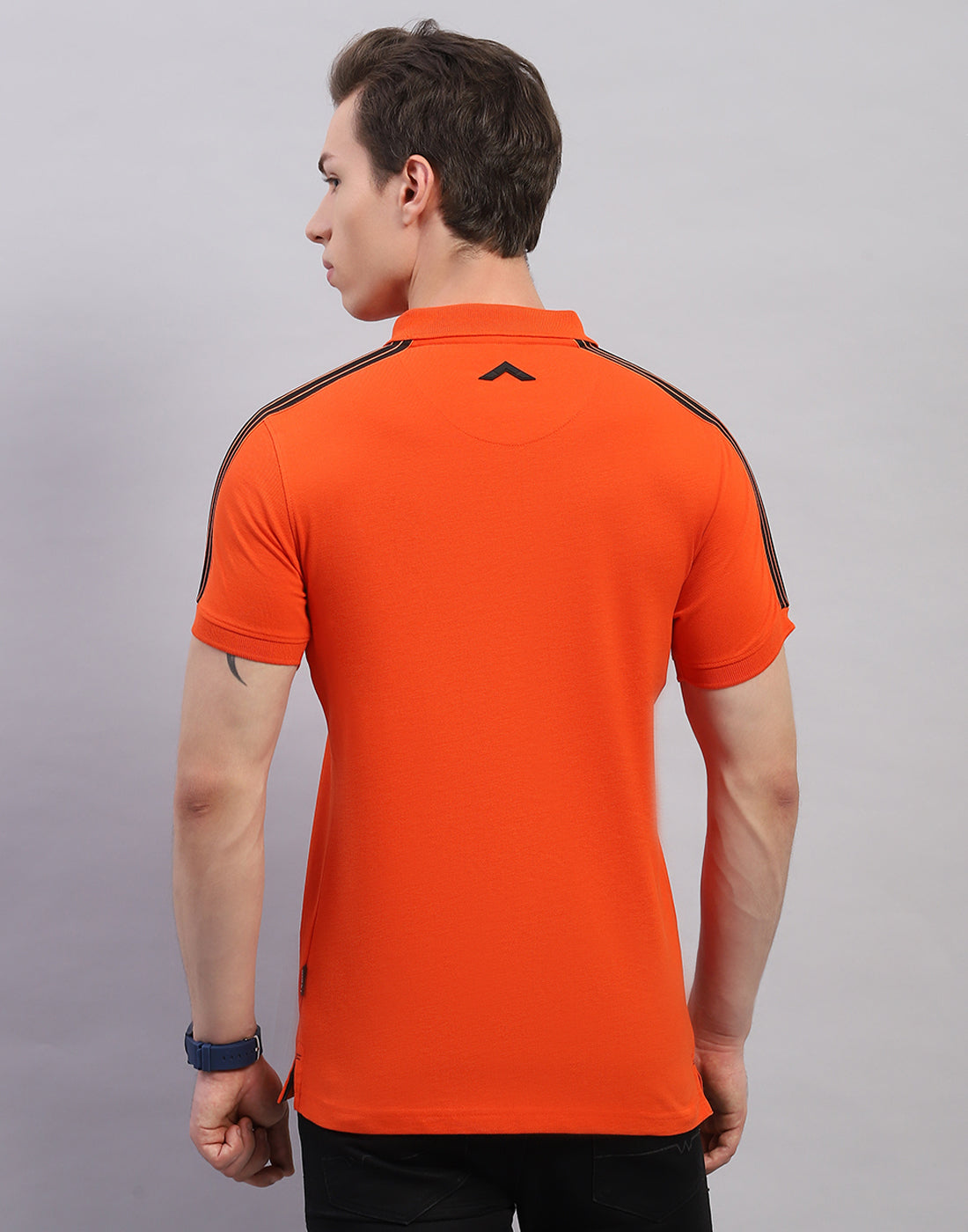 Rock.it Men Orange Solid Polo Collar Half Sleeve T-Shirt