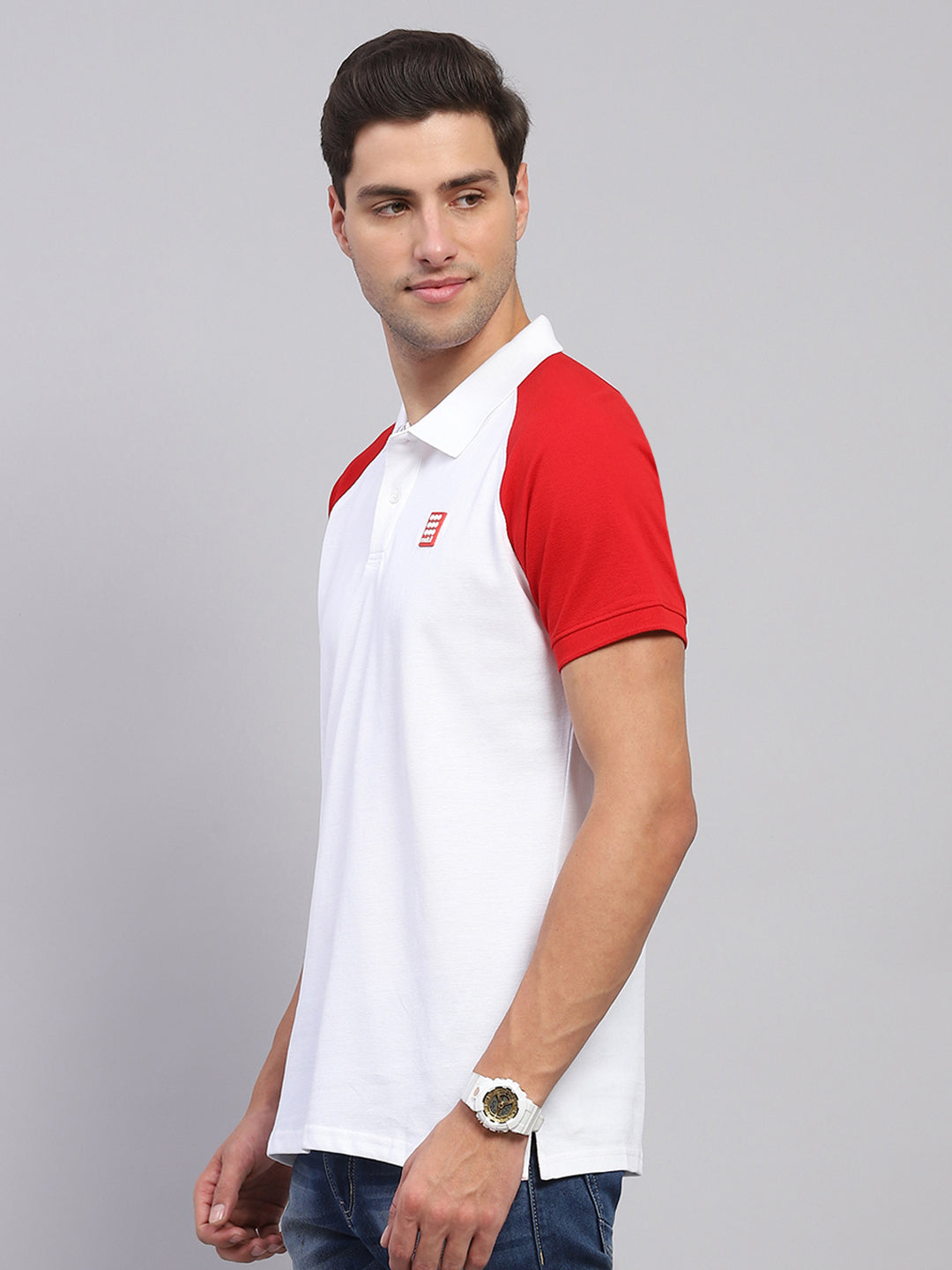 Rock.it Men White Solid Collar Half Sleeve T-Shirt