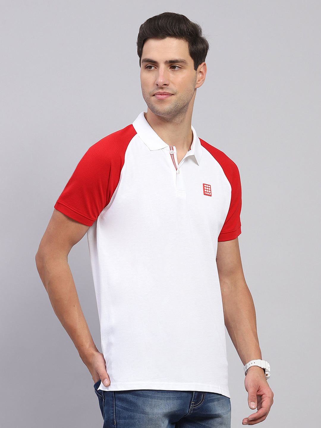 Rock.it Men White Solid Collar Half Sleeve T-Shirt