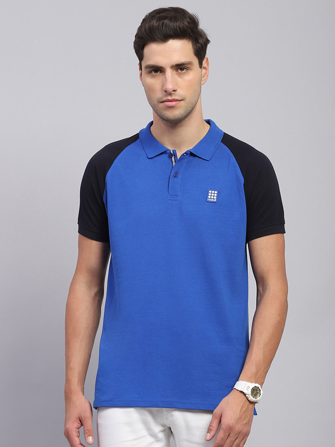 Rock.it Men Blue Solid Collar Half Sleeve T-Shirt