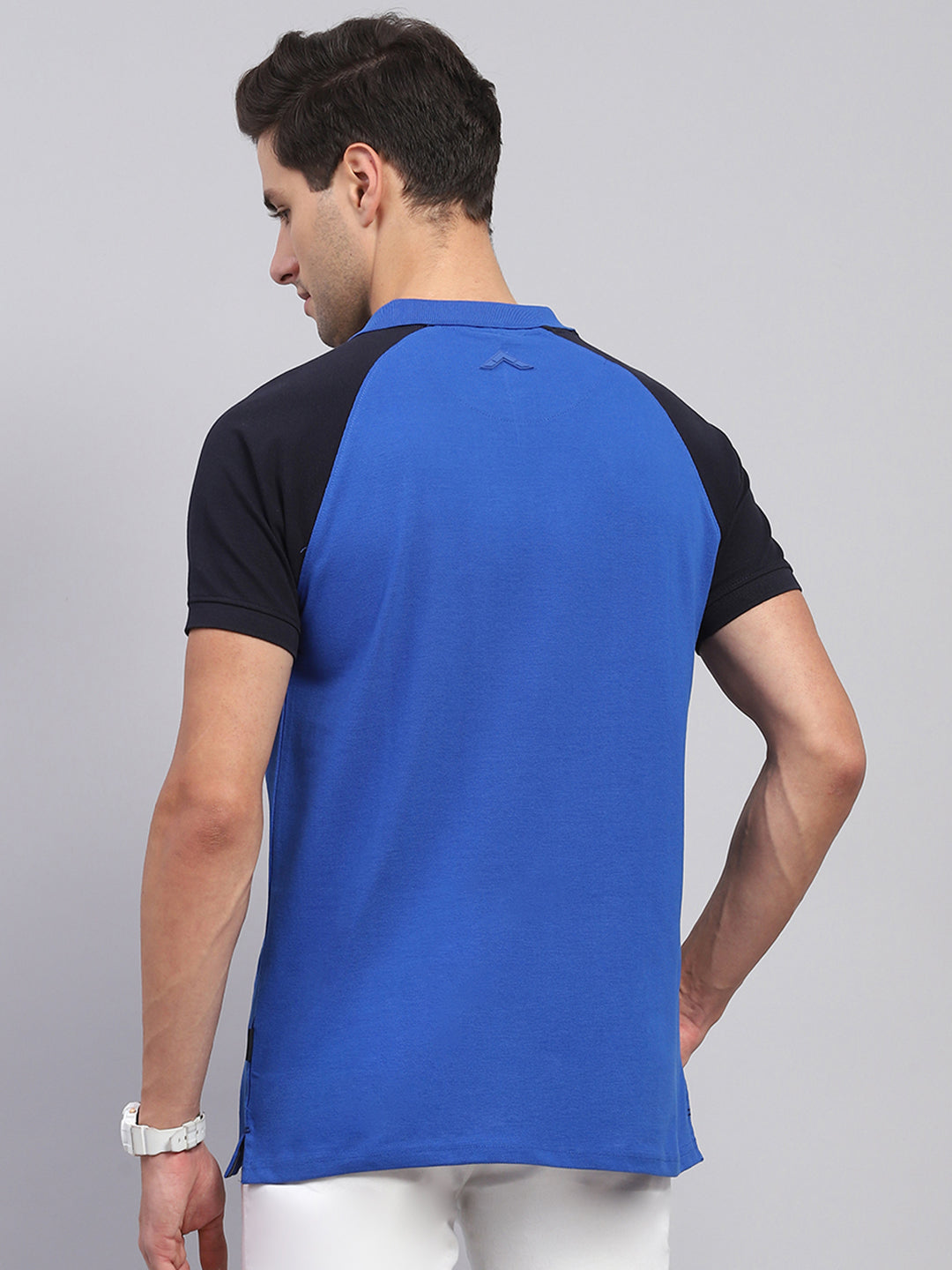 Rock.it Men Blue Solid Collar Half Sleeve T-Shirt