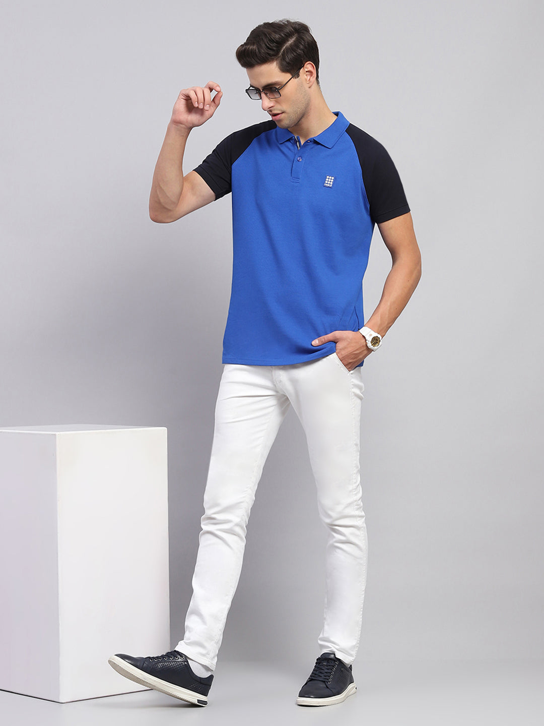 Rock.it Men Blue Solid Collar Half Sleeve T-Shirt