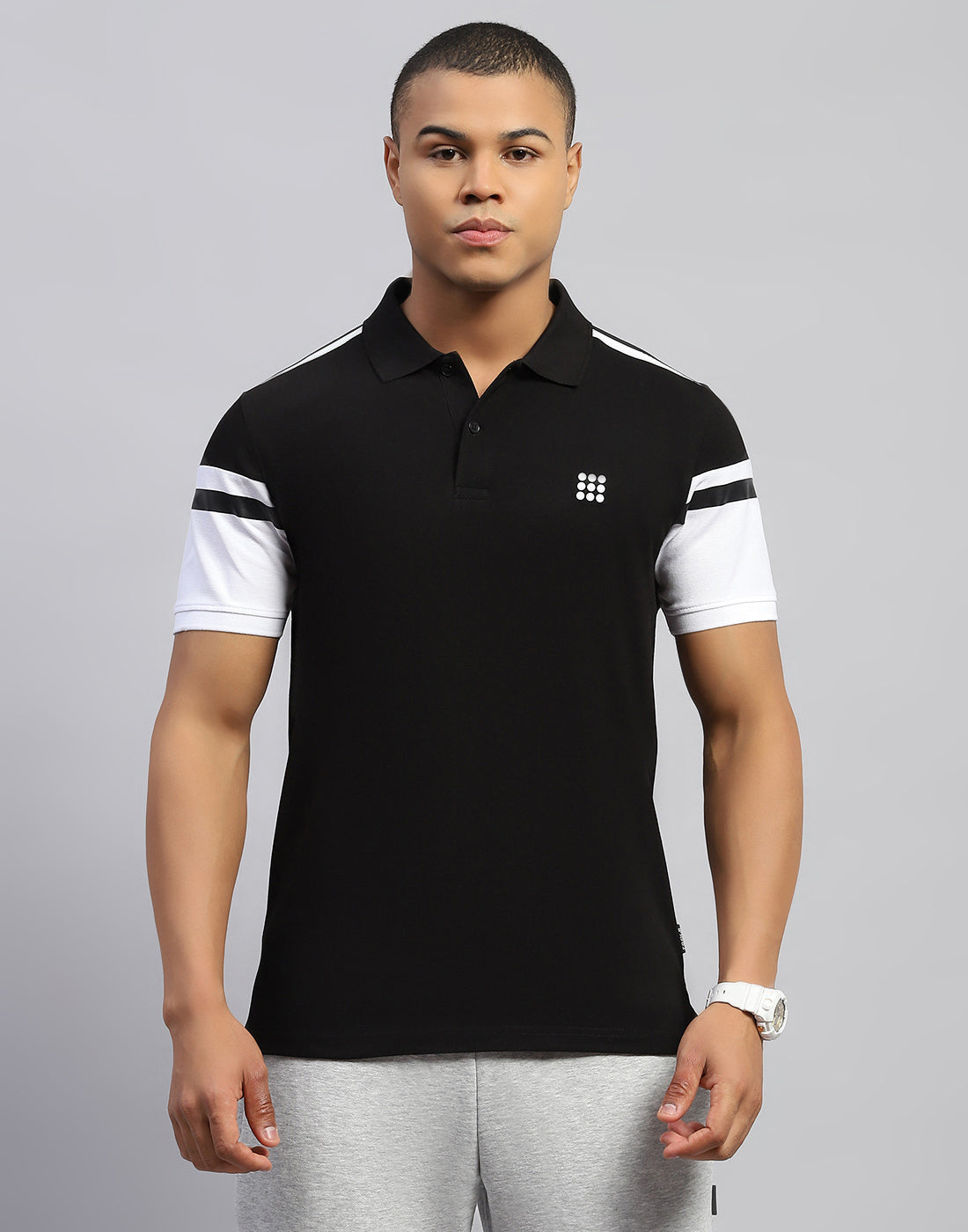 Rock.it Men Black Solid Polo Collar Half Sleeve T-Shirt