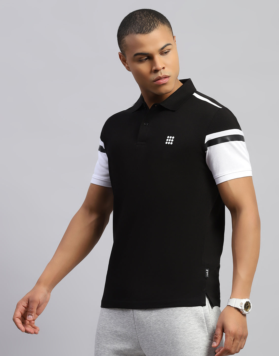 Rock.it Men Black Solid Polo Collar Half Sleeve T-Shirt