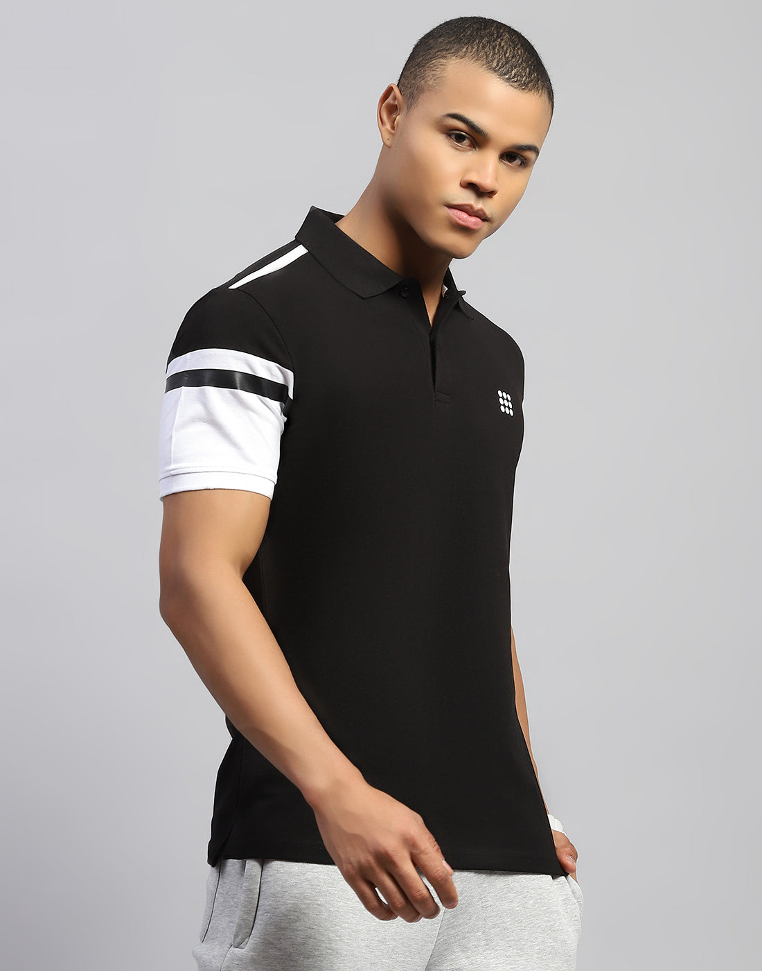Rock.it Men Black Solid Polo Collar Half Sleeve T-Shirt