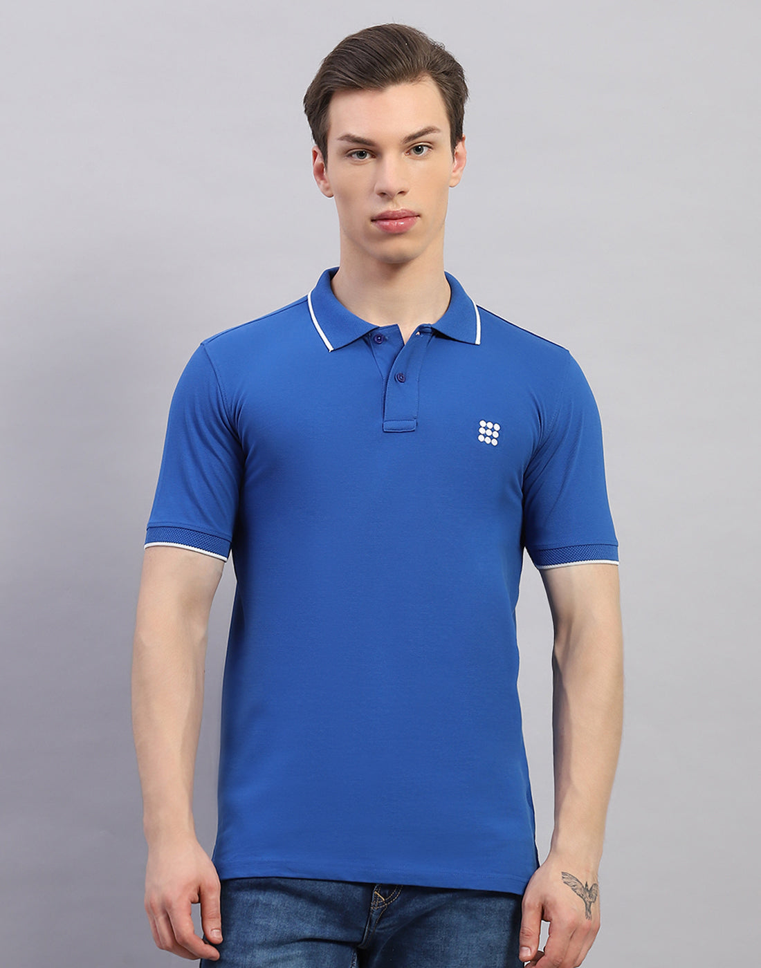 Rock.it Men Blue Solid Polo Collar Half Sleeve T-Shirt