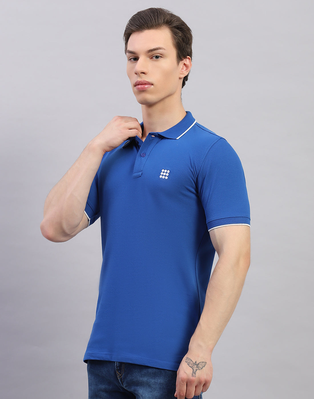 Rock.it Men Blue Solid Polo Collar Half Sleeve T-Shirt