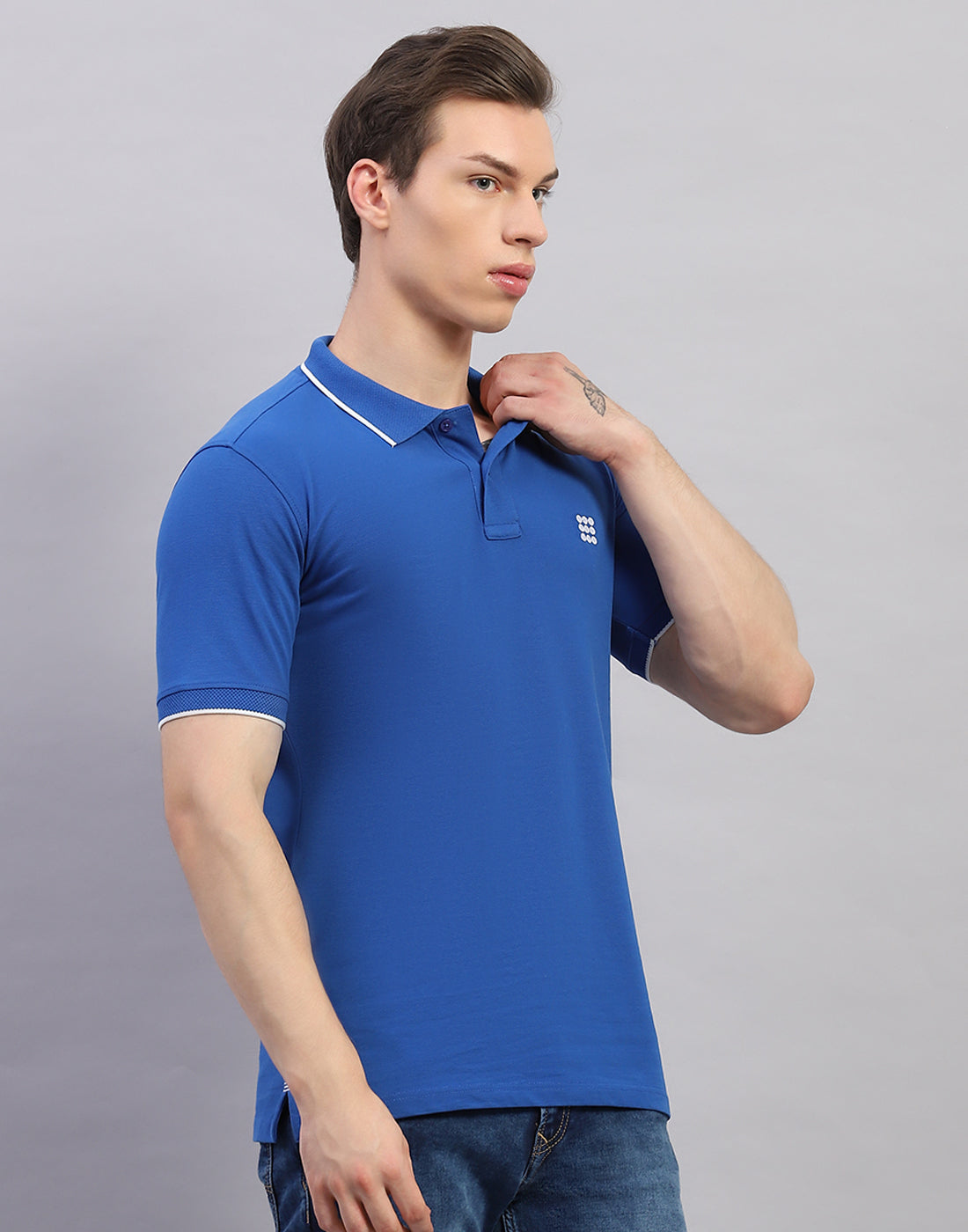 Rock.it Men Blue Solid Polo Collar Half Sleeve T-Shirt