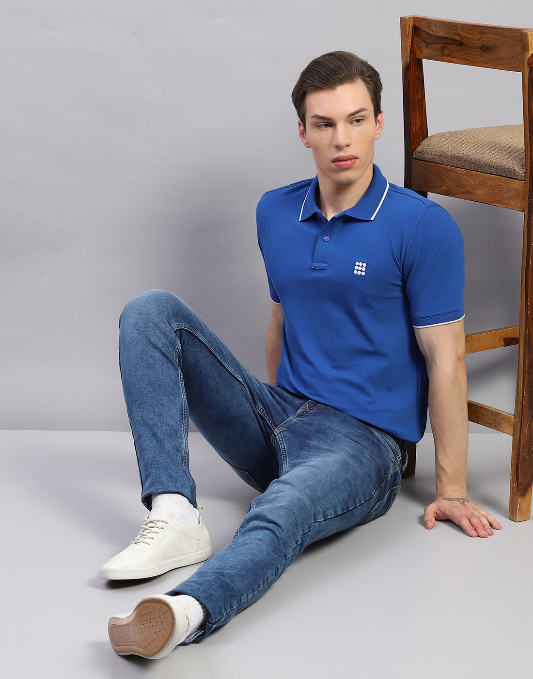 Rock.it Men Blue Solid Polo Collar Half Sleeve T-Shirt