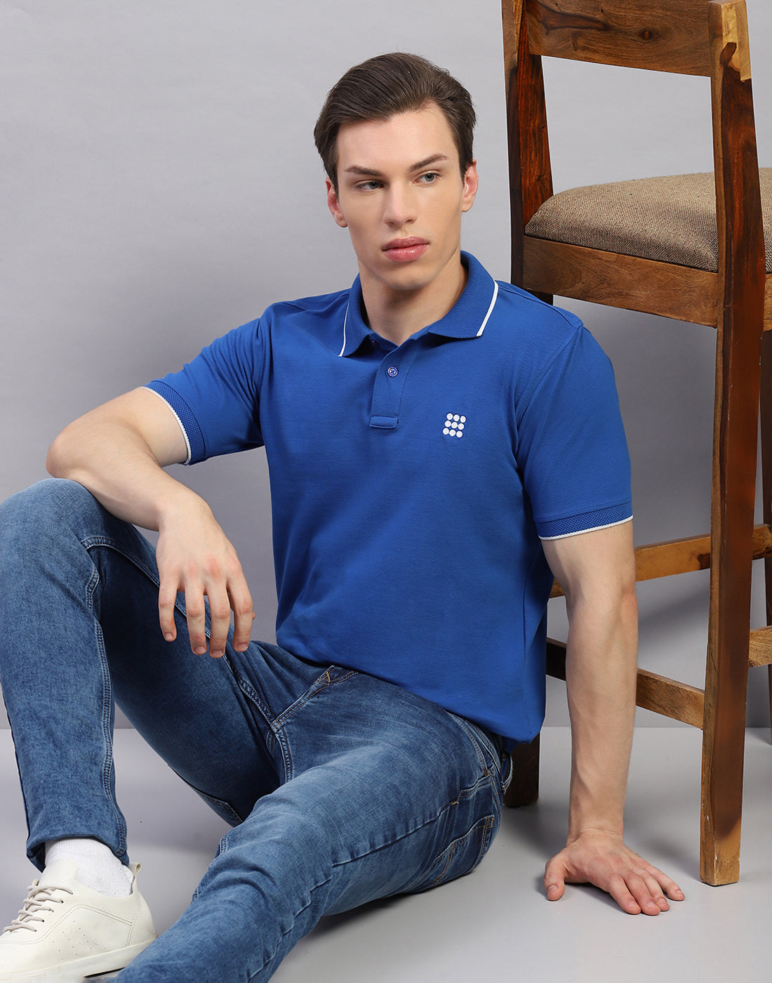 Rock.it Men Blue Solid Polo Collar Half Sleeve T-Shirt
