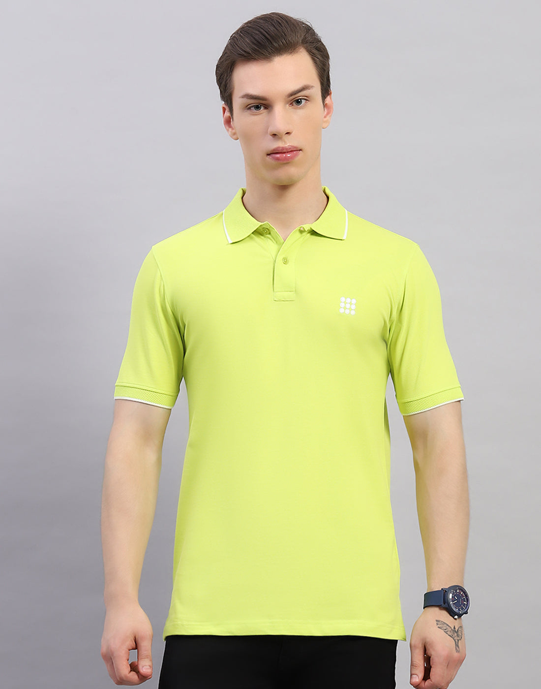 Rock.it Men Green Solid Polo Collar Half Sleeve T-Shirt