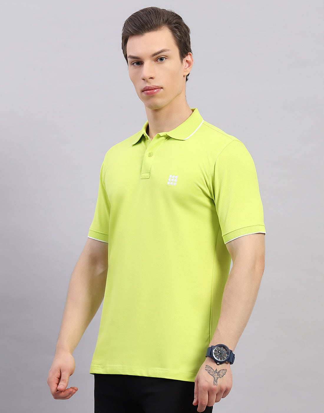 Rock.it Men Green Solid Polo Collar Half Sleeve T-Shirt