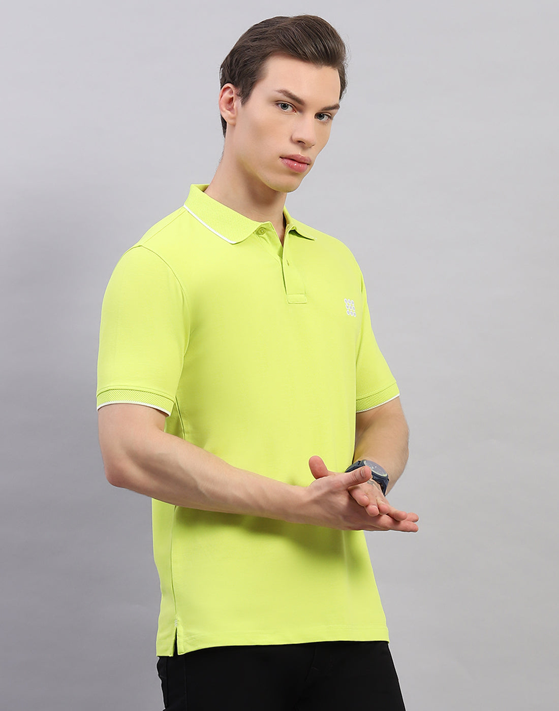 Rock.it Men Green Solid Polo Collar Half Sleeve T-Shirt