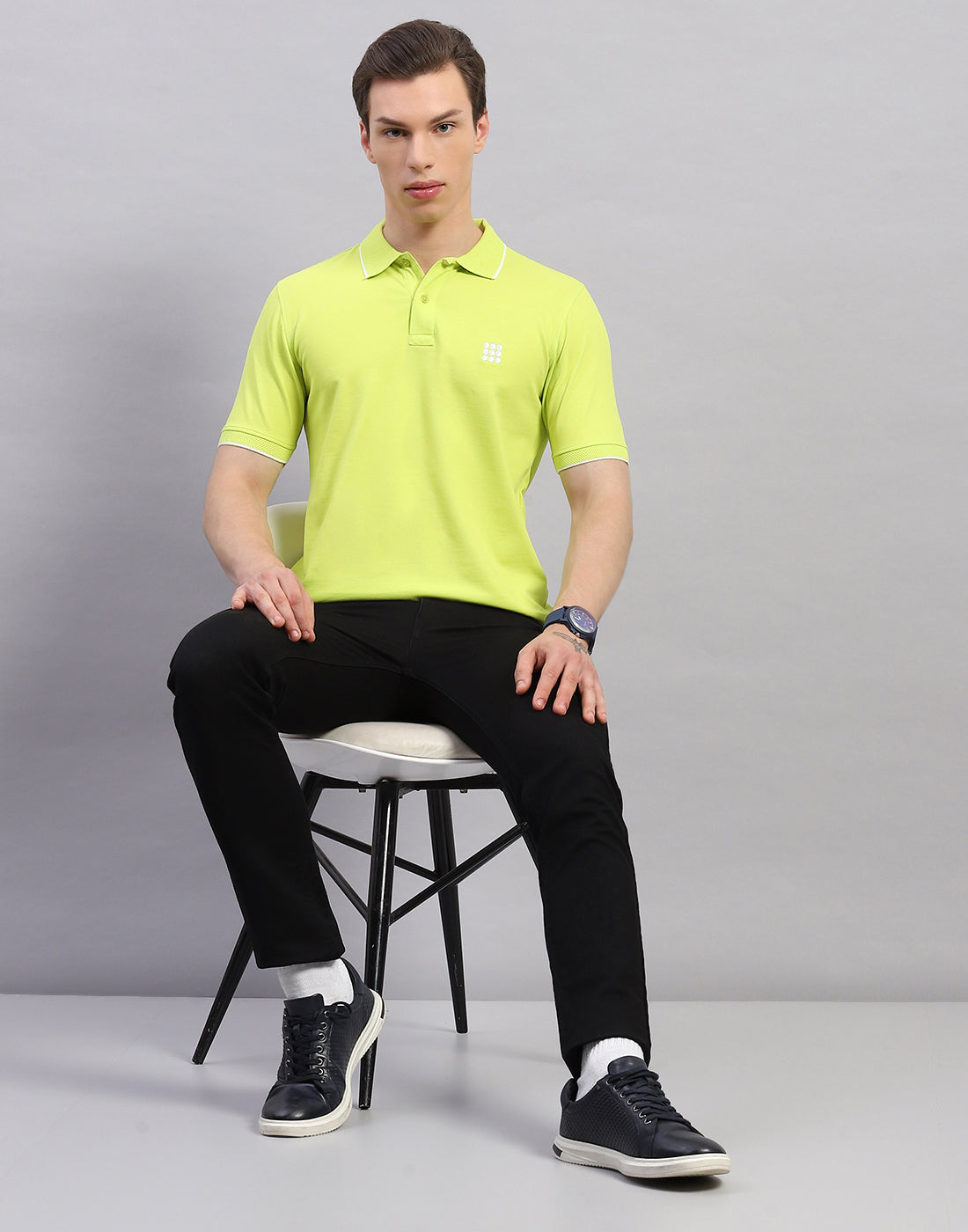 Rock.it Men Green Solid Polo Collar Half Sleeve T-Shirt