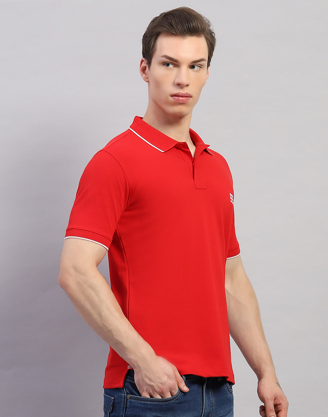 Rock.it Men Red Solid Polo Collar Half Sleeve T-Shirt