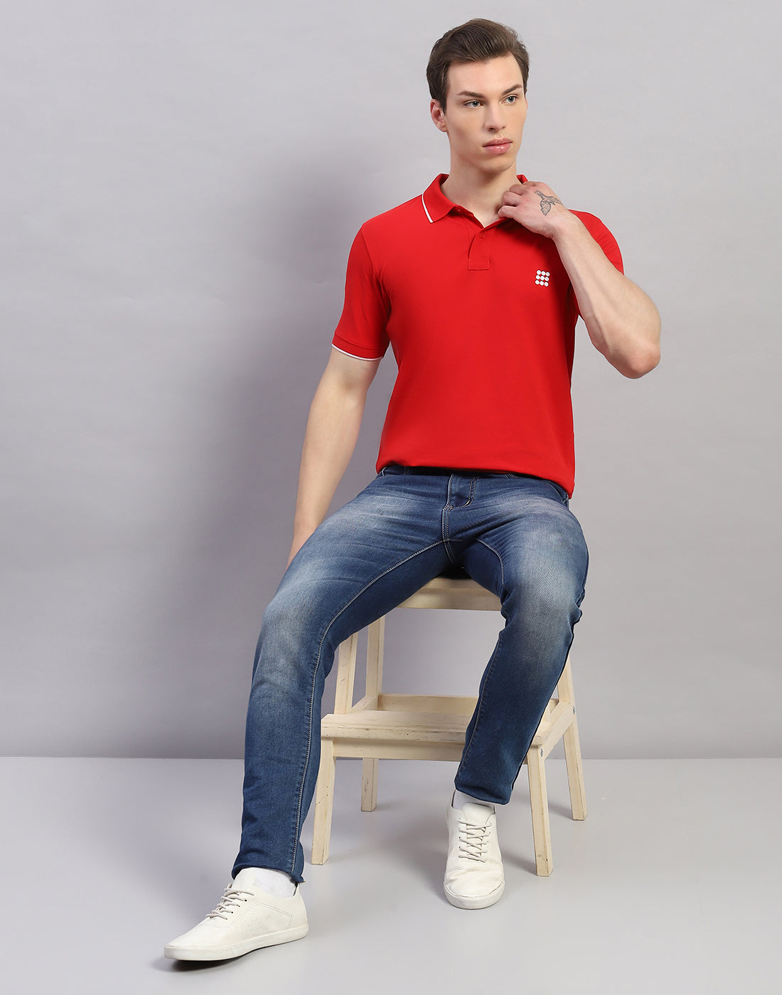 Rock.it Men Red Solid Polo Collar Half Sleeve T-Shirt