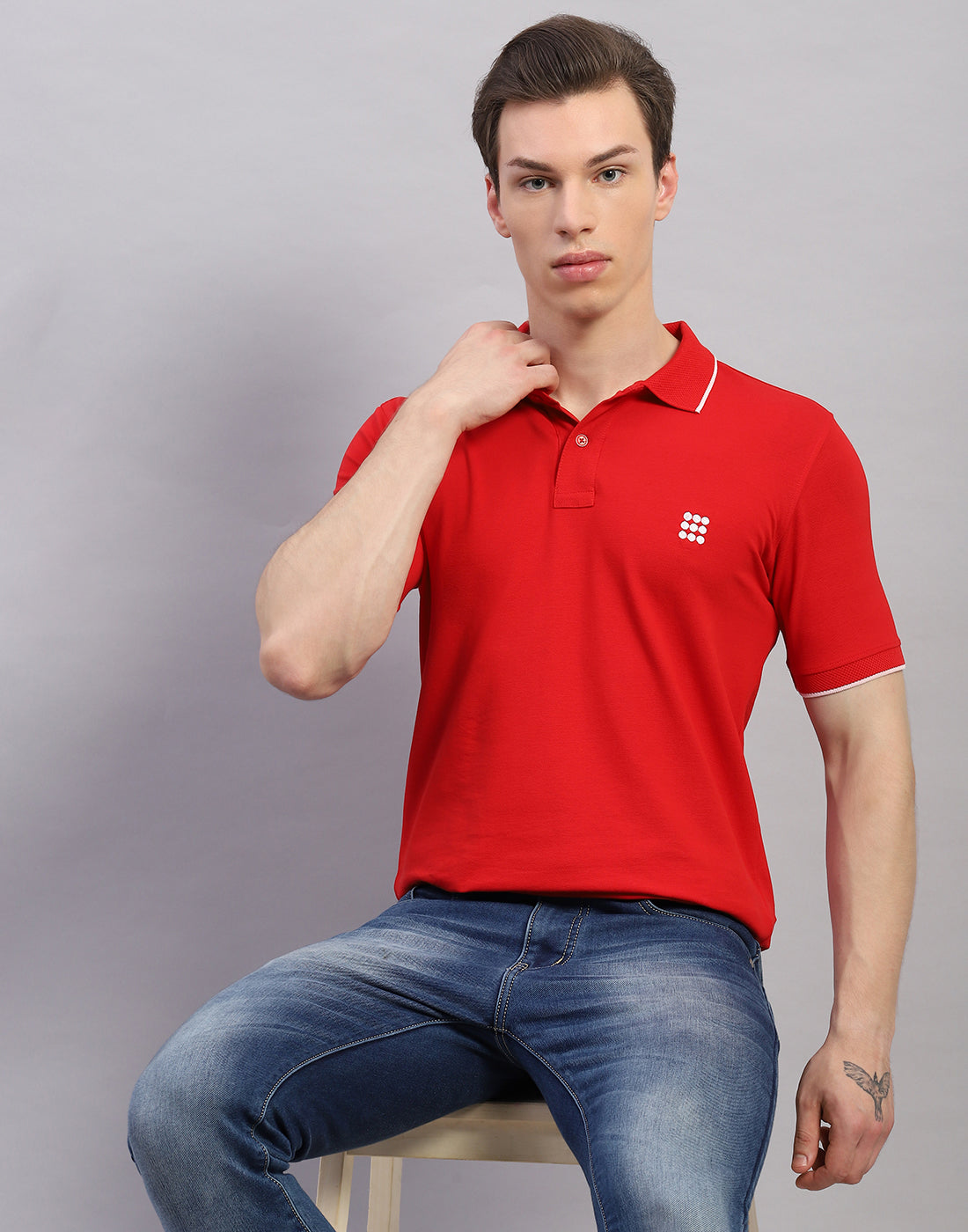 Rock.it Men Red Solid Polo Collar Half Sleeve T-Shirt