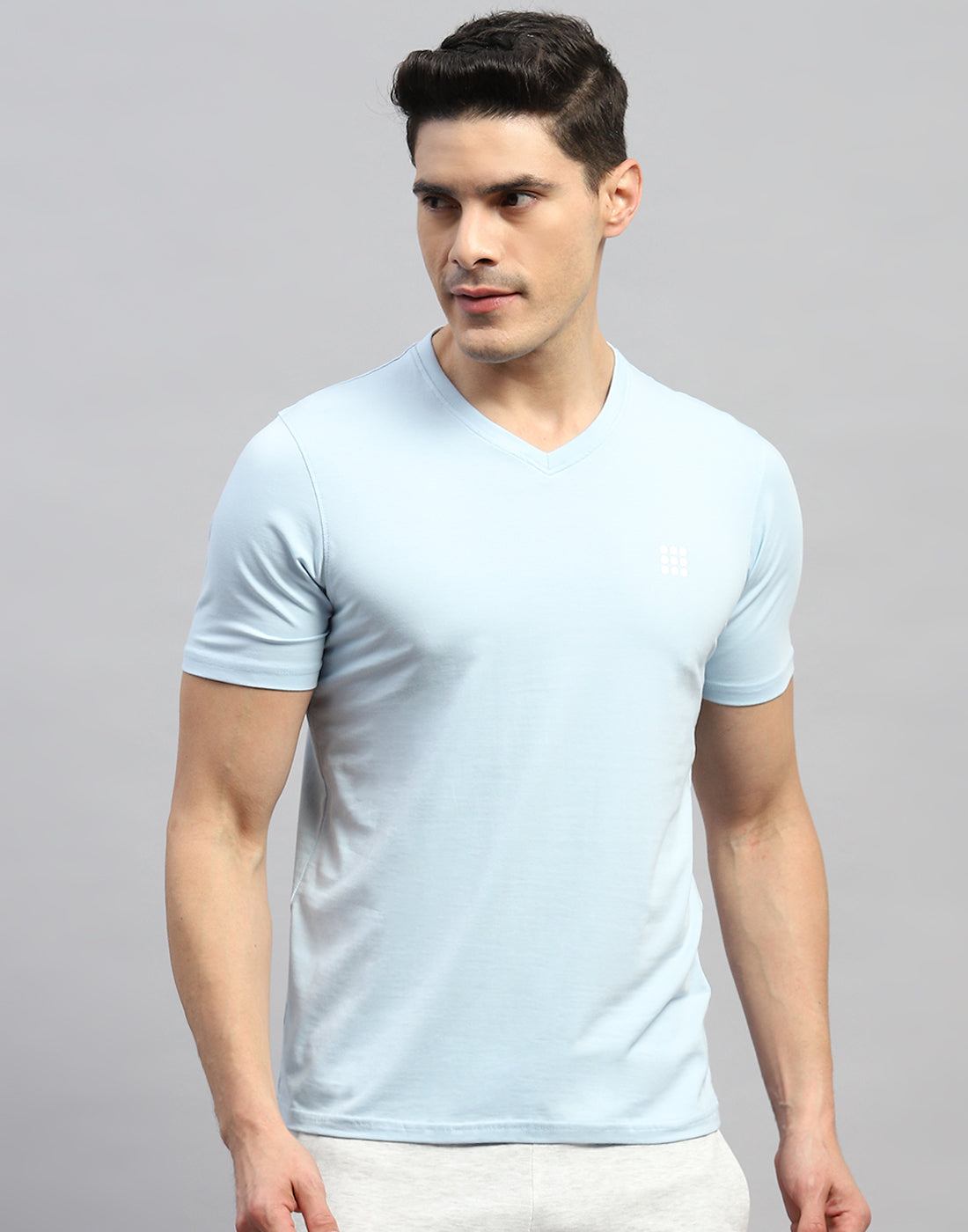 Rock.it Men Blue Solid V Neck Half Sleeve T-Shirt