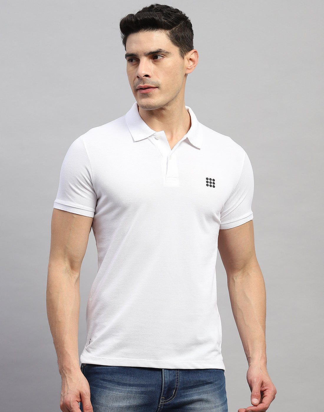 Rock.it Men White Solid Polo Collar Half Sleeve T-Shirt