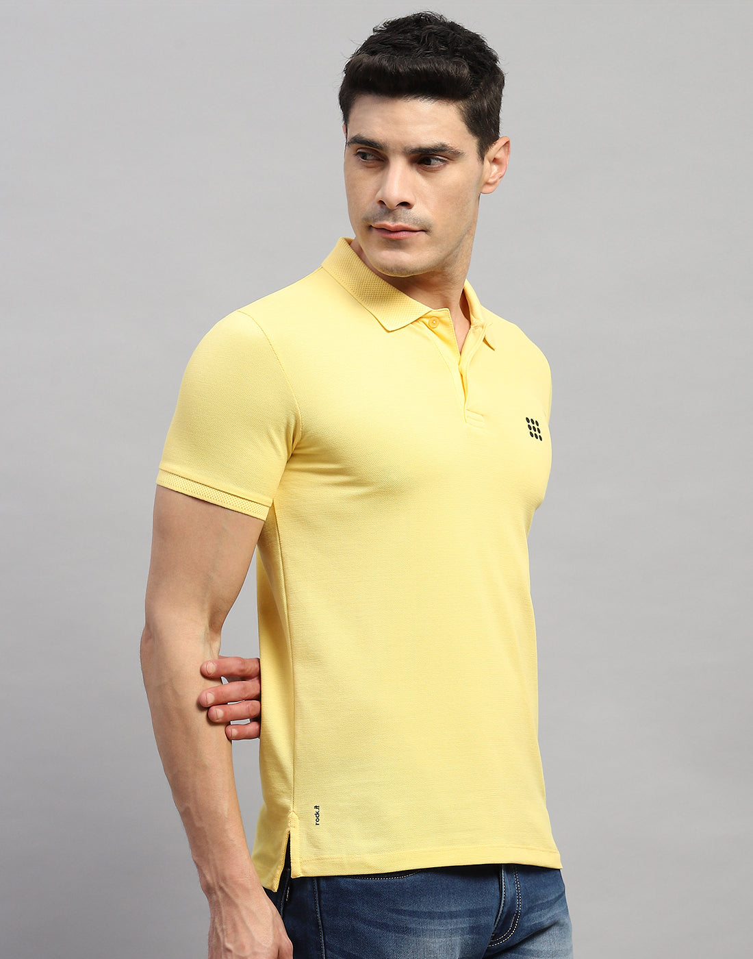 Rock.it Men Yellow Solid Polo Collar Half Sleeve T-Shirt