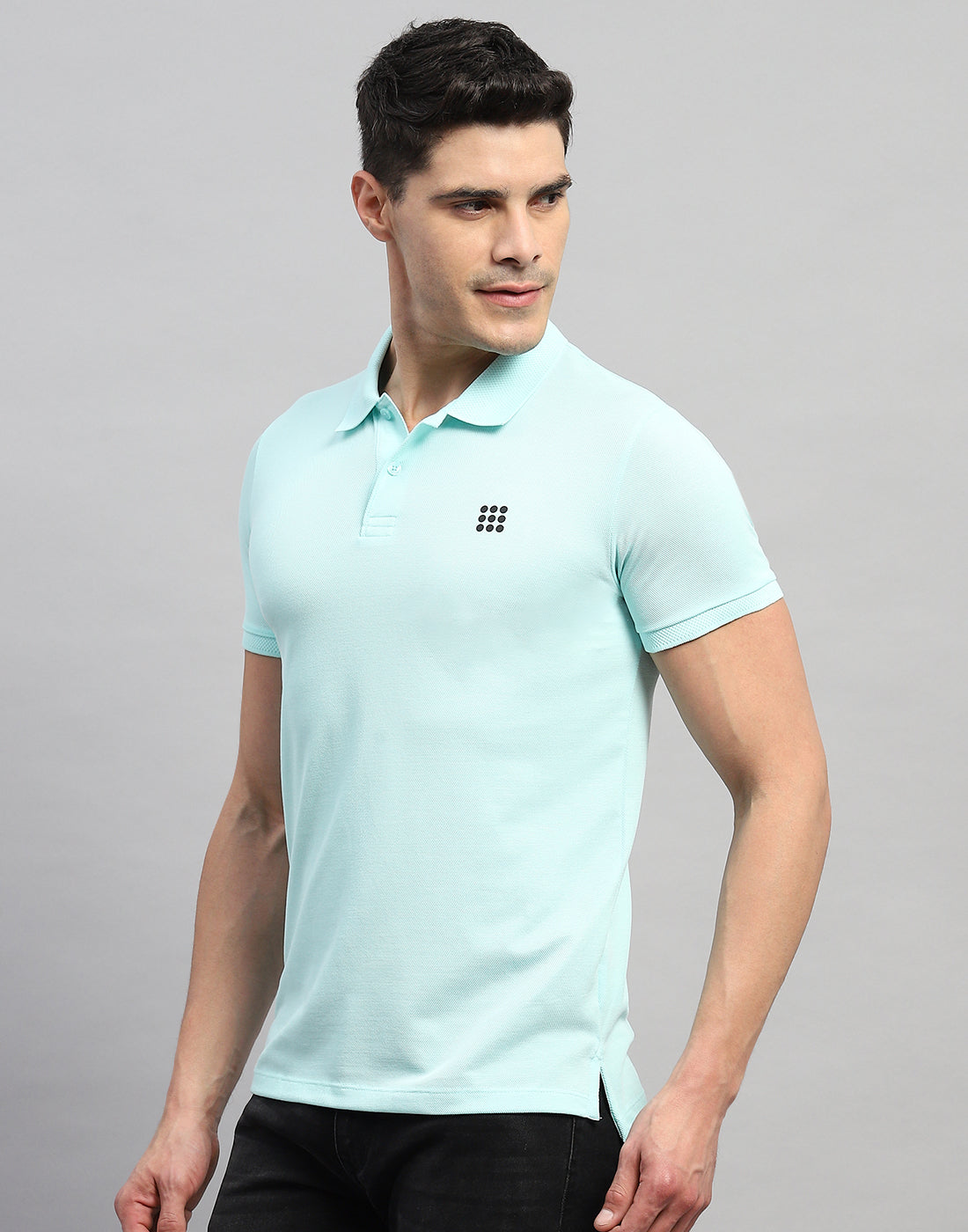 Rock.it Men Sea Blue Solid Polo Collar Half Sleeve T-Shirt