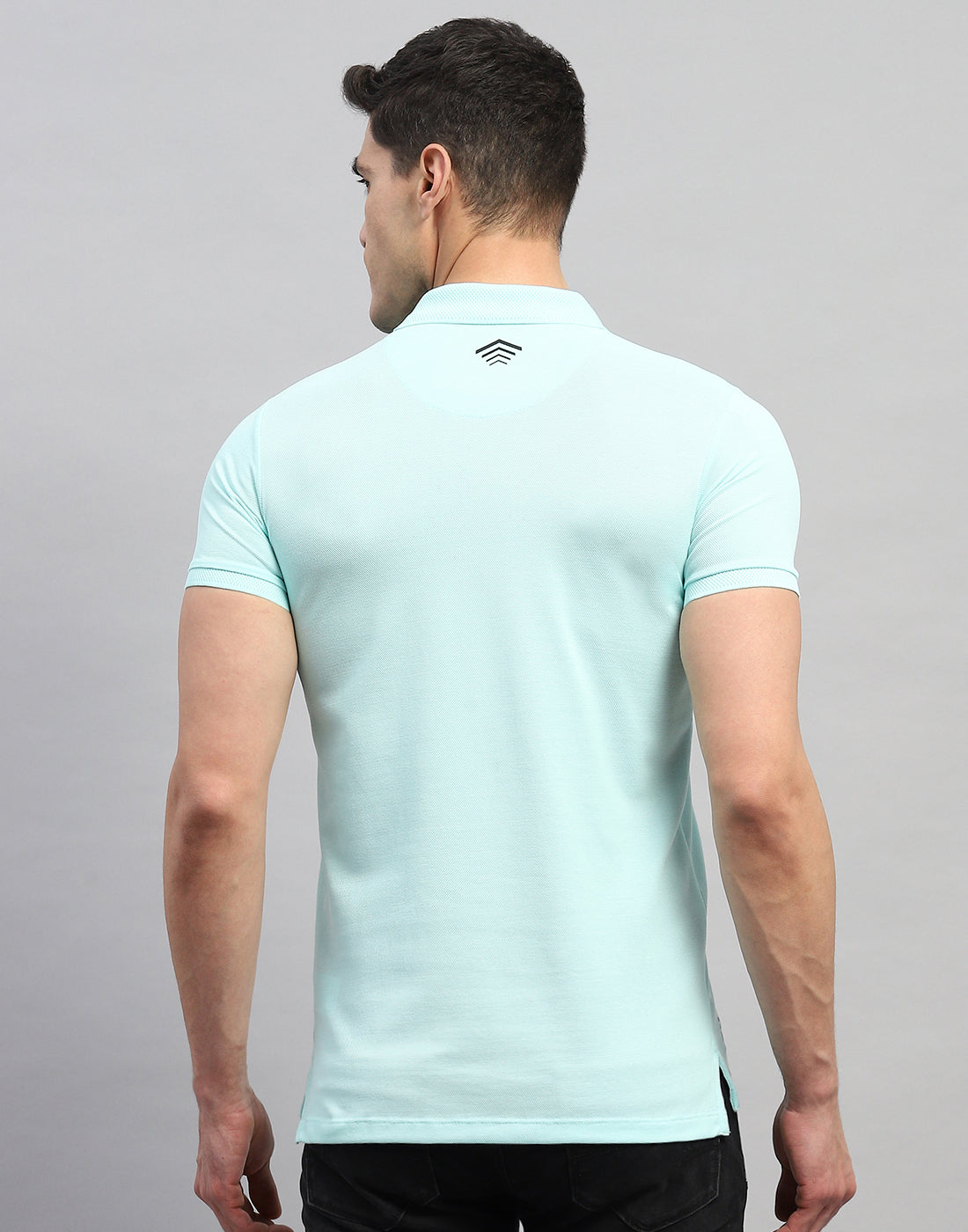 Rock.it Men Sea Blue Solid Polo Collar Half Sleeve T-Shirt