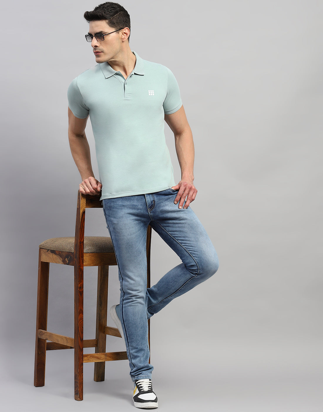 Men Blue Solid Polo Collar Half Sleeve T-Shirt