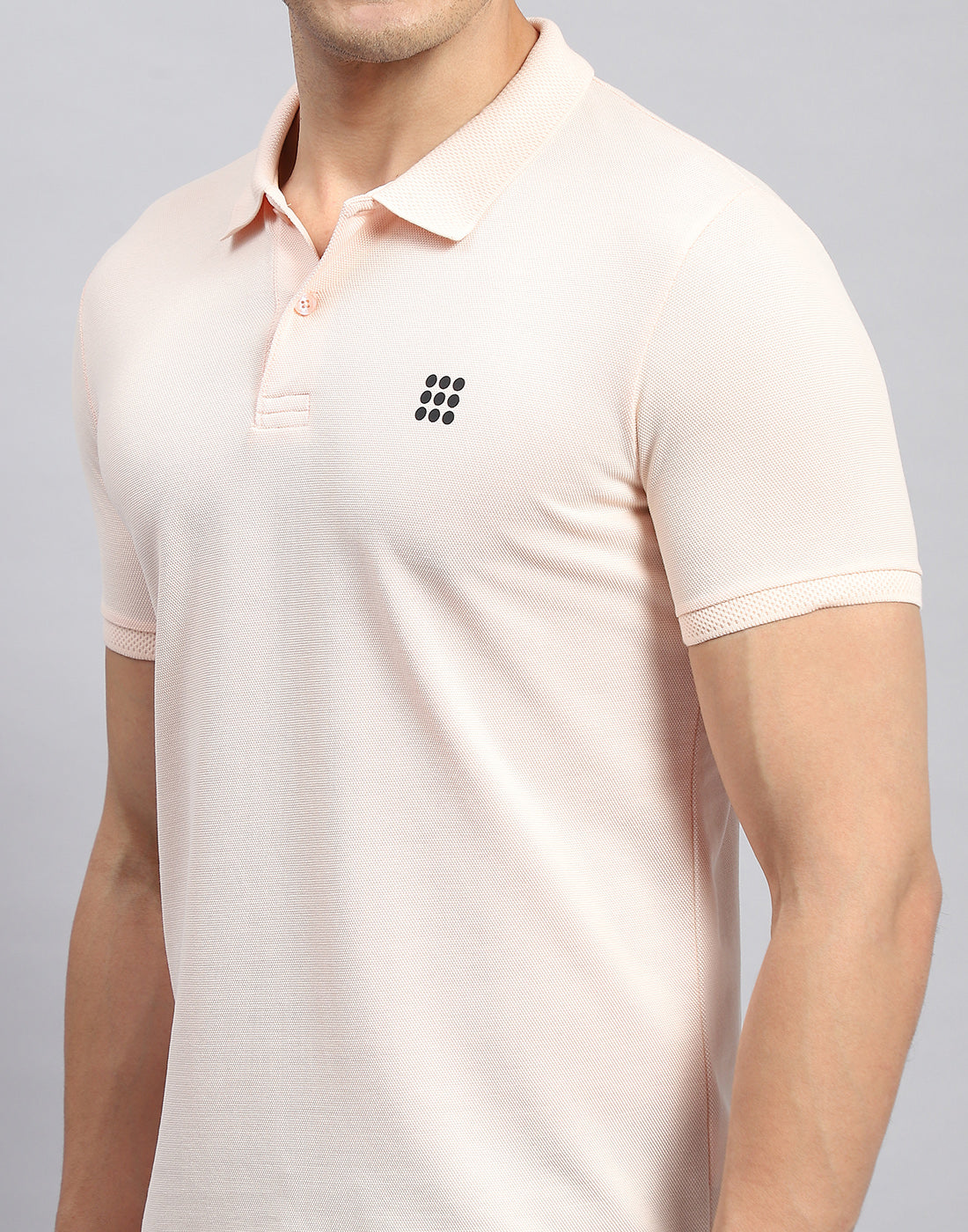 Men Peach Solid Collar Half Sleeve T-Shirt