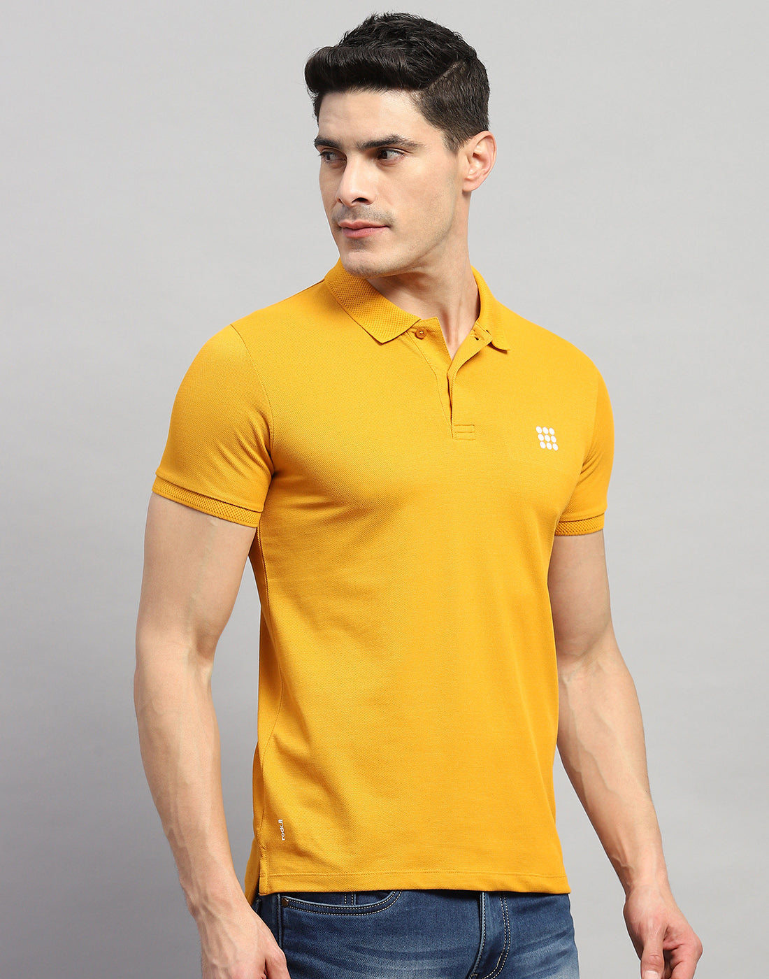 Rock.it Men Mustard Solid Polo Collar Half Sleeve T-Shirt