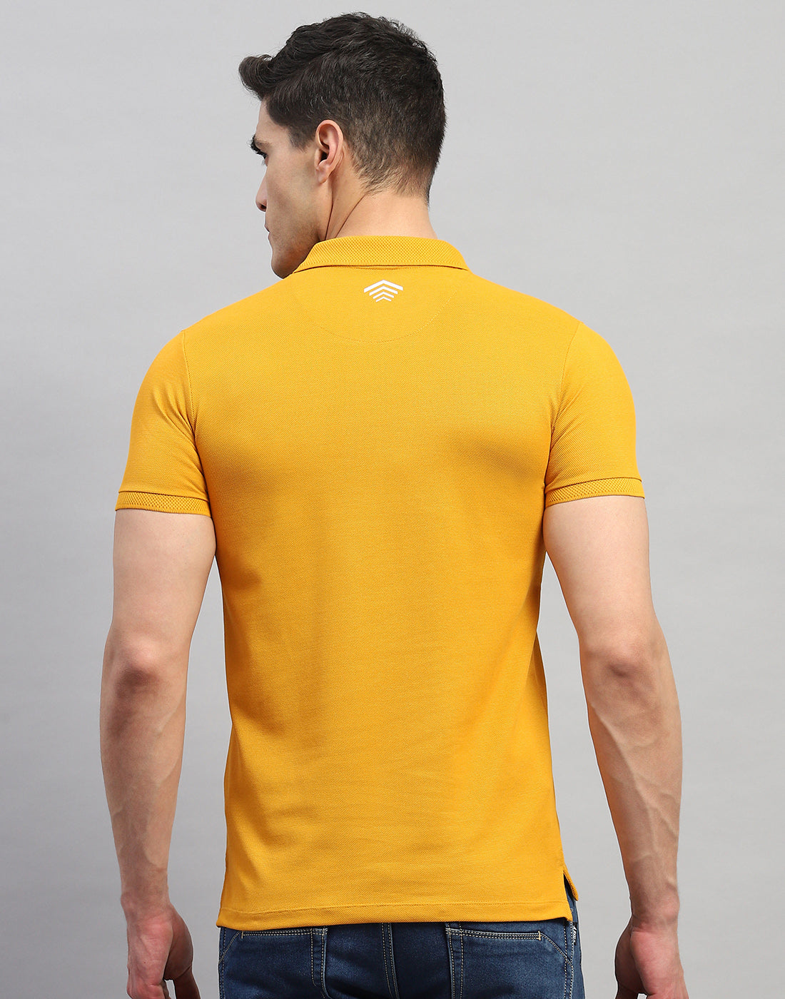 Rock.it Men Mustard Solid Polo Collar Half Sleeve T-Shirt