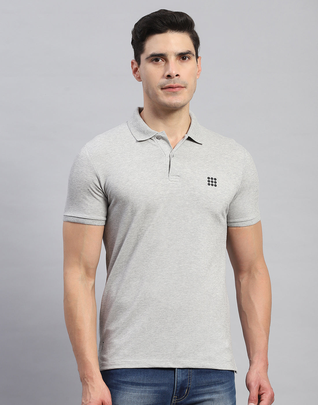 Rock.it Men Grey Solid Collar Half Sleeve T-Shirt