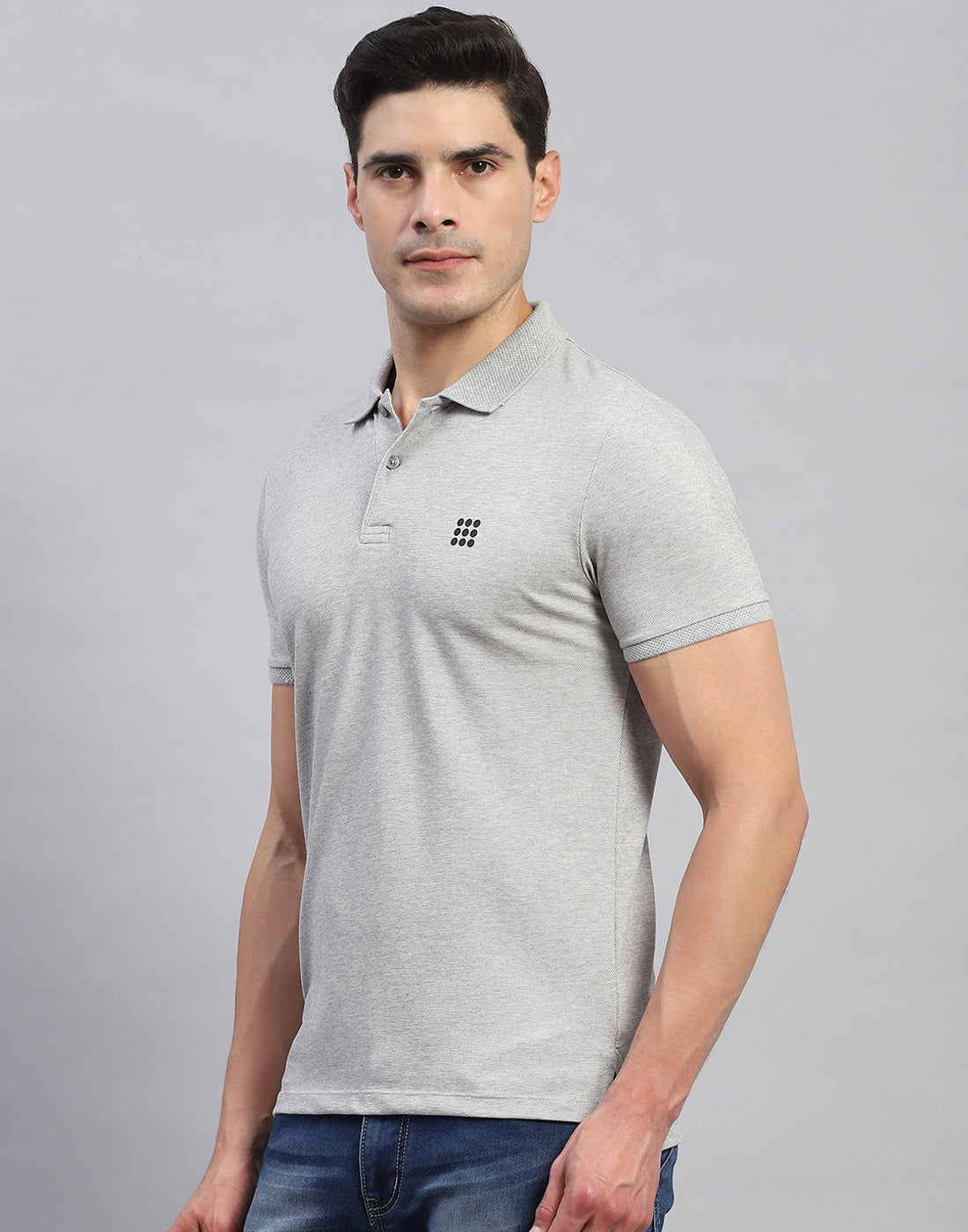 Rock.it Men Grey Solid Collar Half Sleeve T-Shirt