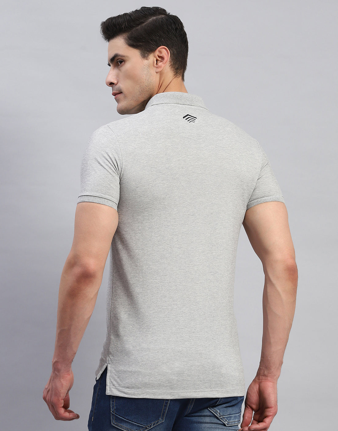 Rock.it Men Grey Solid Collar Half Sleeve T-Shirt