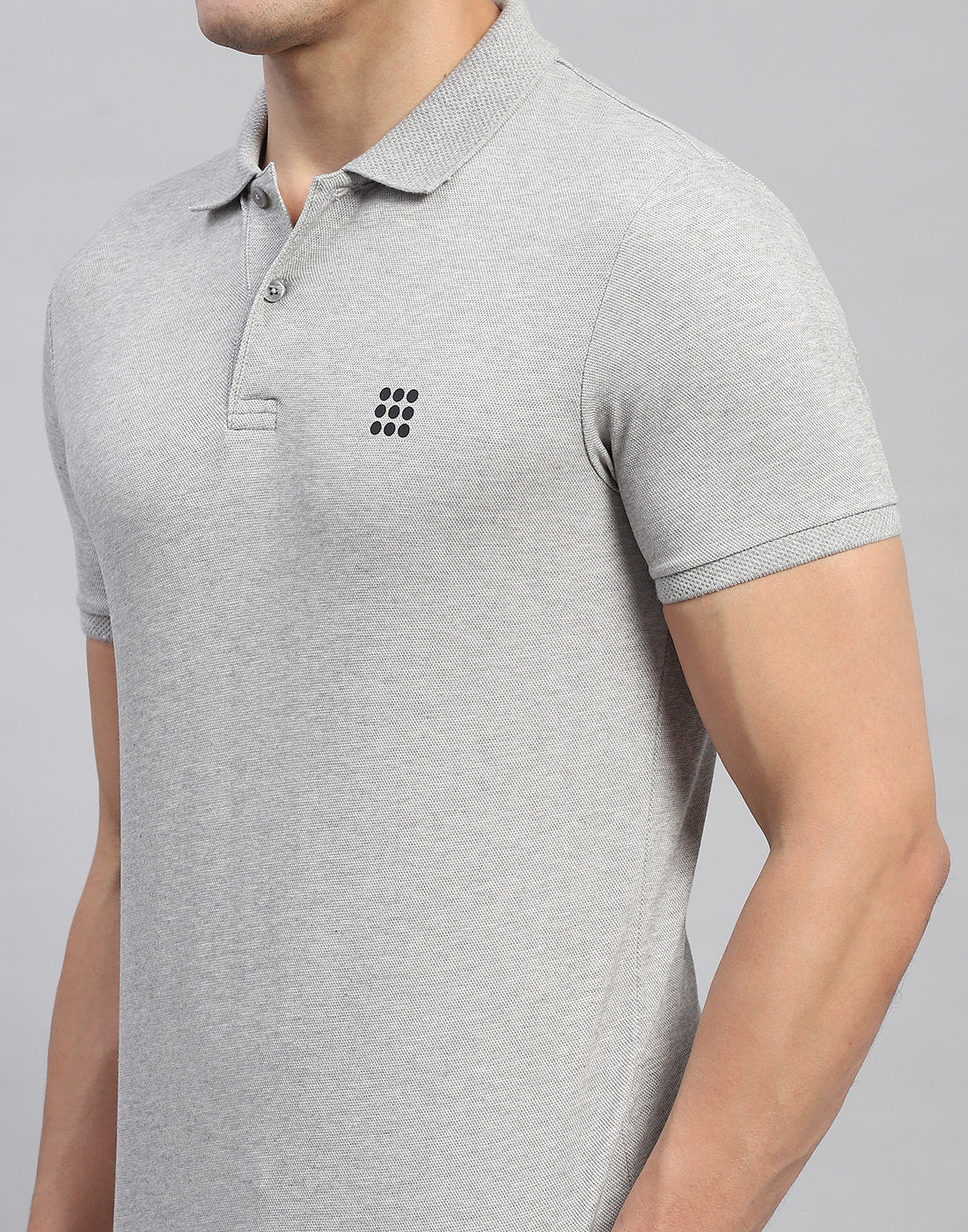 Rock.it Men Grey Solid Collar Half Sleeve T-Shirt