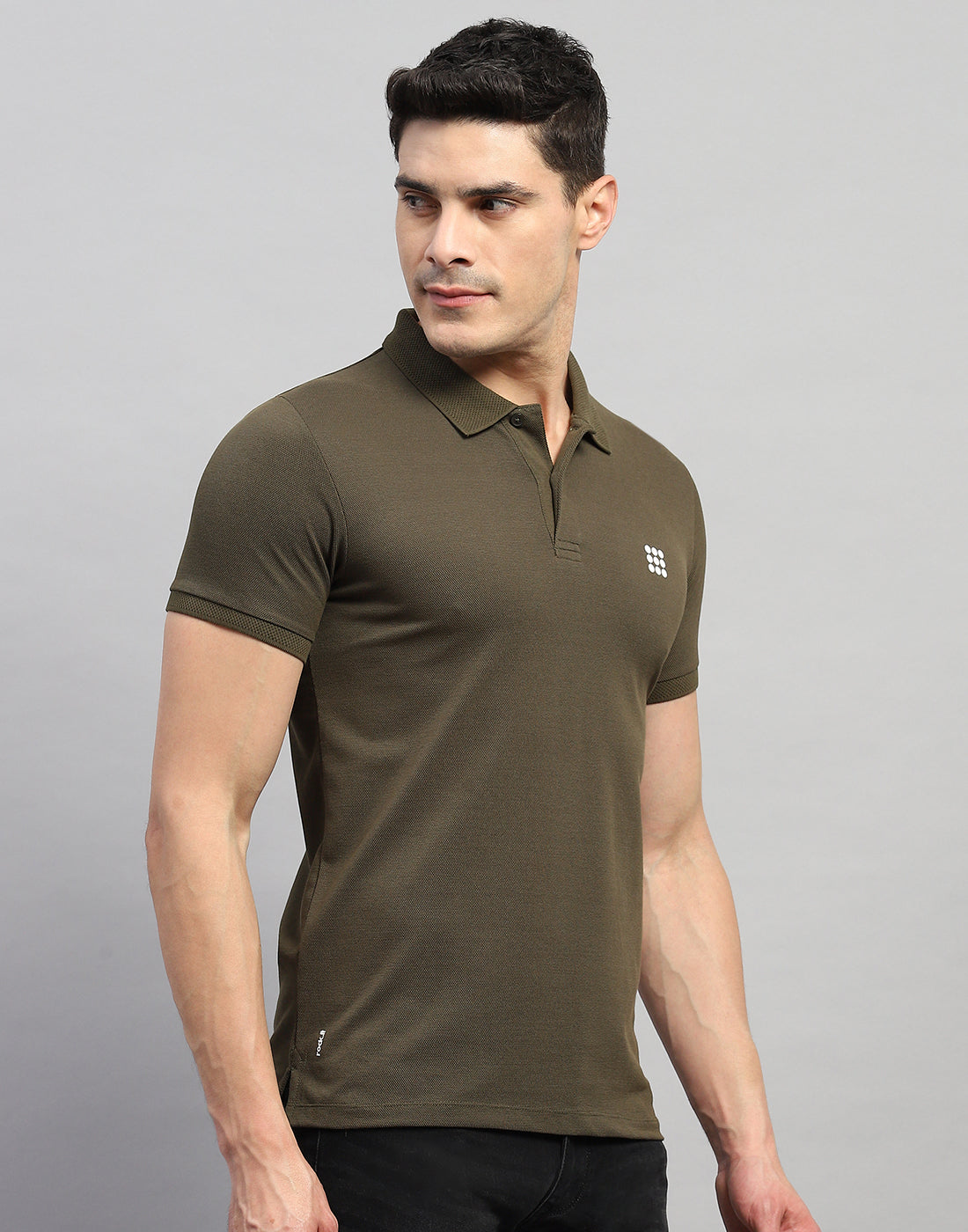 Rock.it Men Olive Solid Polo Collar Half Sleeve T-Shirt