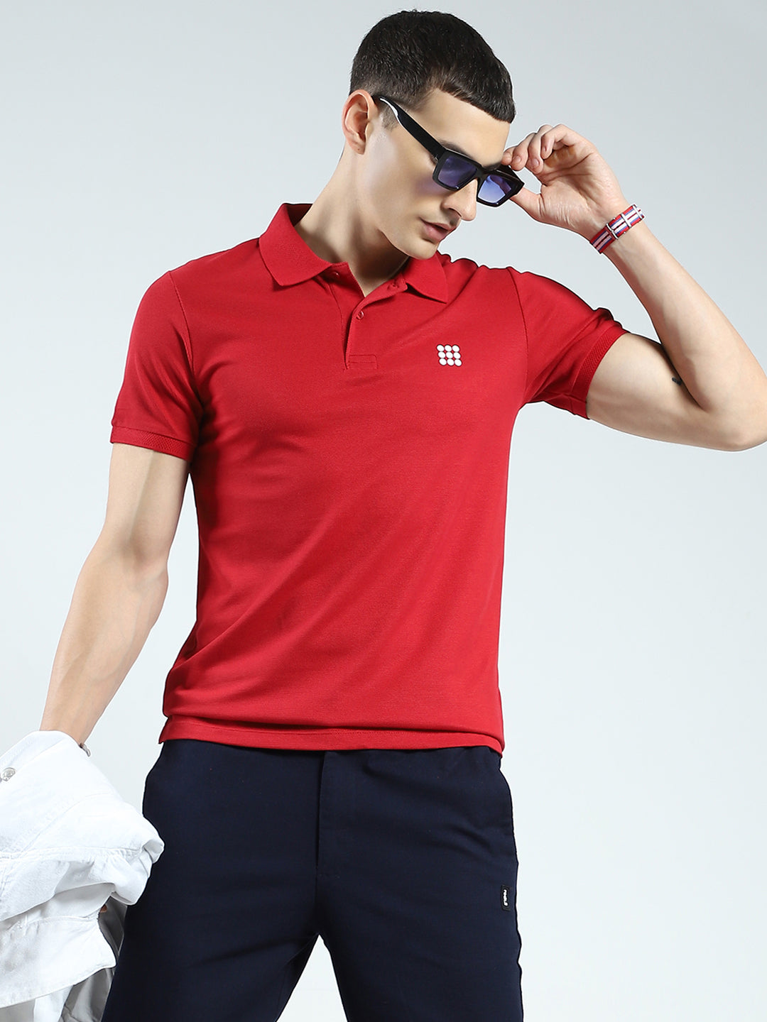 Rock.it Men Maroon Solid Collar Half Sleeve T-Shirt