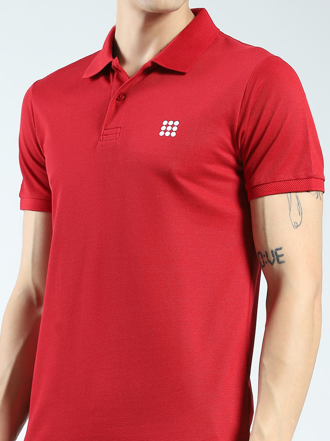Rock.it Men Maroon Solid Collar Half Sleeve T-Shirt