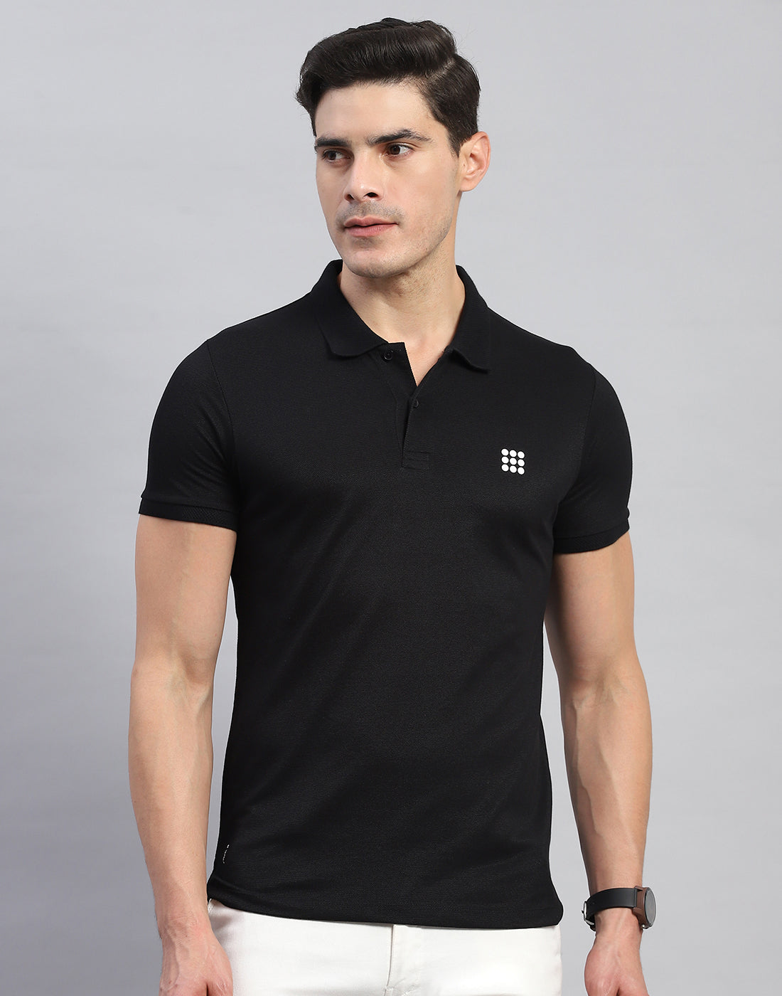 Rock.it Men Black Solid Collar Half Sleeve T-Shirt